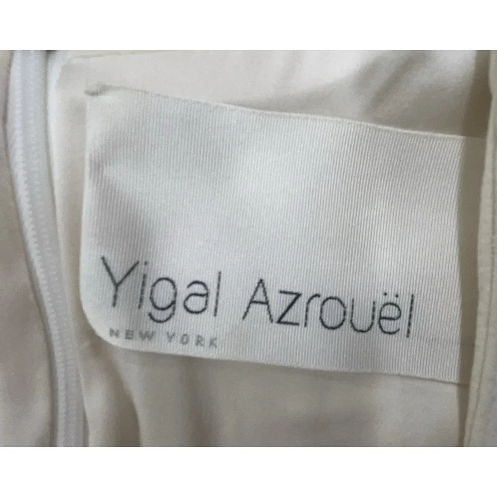 Yigal Azrouel Dress‎ 4 Winter White Cream Wool Silk Lined Leather Stretch Chic